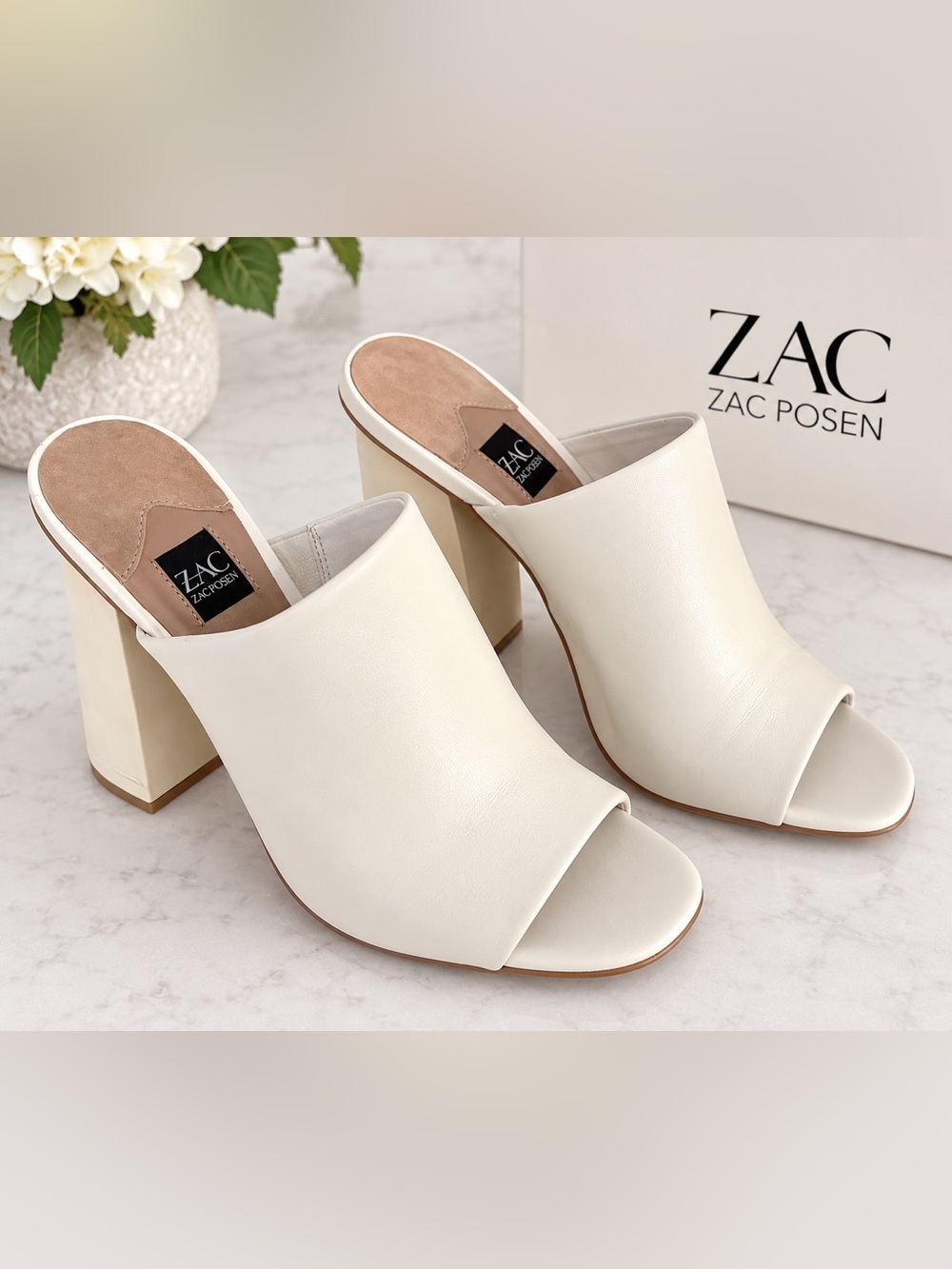 ZAC Zac Posen Vivica Leather Block Heel Sandals Size 10 NIB